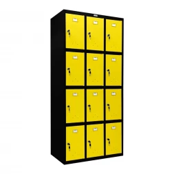 Шкаф металлический для сумок черный с желтым