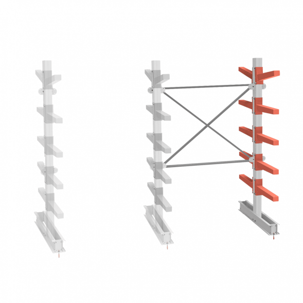 Стеллаж консольный СТ-062 2450х1660х1400 5 ярусов двухсторонний, доп. секция