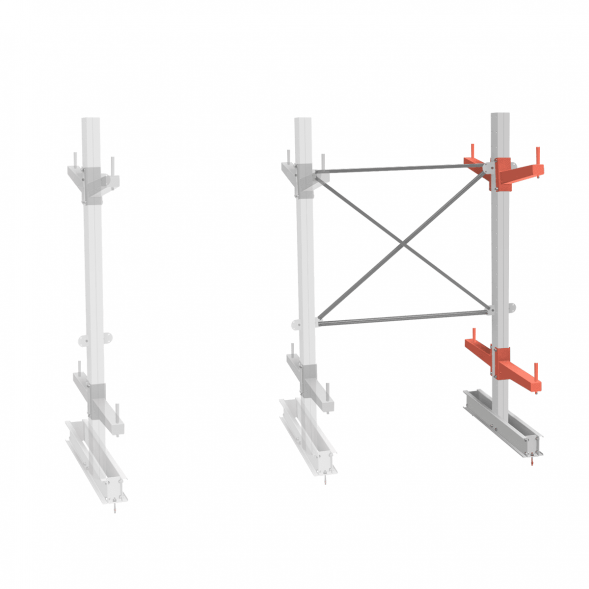 Стеллаж консольный СТ-062 2450х1660х1400 2 яруса +О двухсторонний, доп. секция
