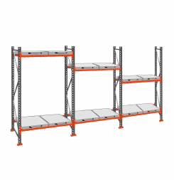 Стеллаж с выкатными платформами ДиКом 3000х5400х1000 на 2 яруса П-90