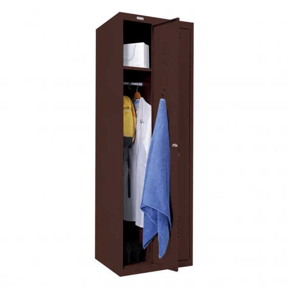 Шкаф металлический для рабочей спецодежды коричневый