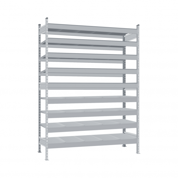 Стеллаж СТ-023 2200х1800х300 с 9 ярусами (рамы и настил - цинк)