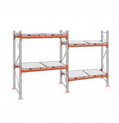 Стеллаж с выкатными платформами ДиКом 2500х3600х1000 на 2 яруса П-90