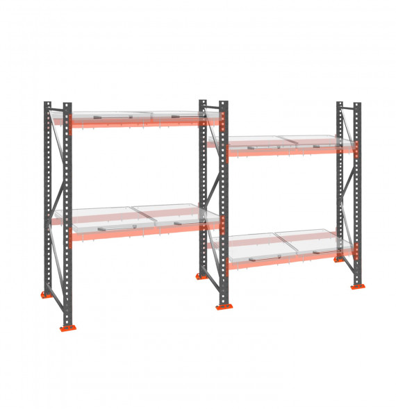 Стеллаж с выкатными платформами ДиКом 2500х3600х1000 на 2 яруса П-90