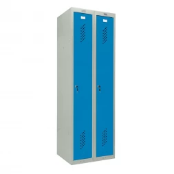 Шкаф металлический для раздевалки серый с голубым