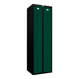 Шкаф металлический двухдверный черный с темно-зеленым