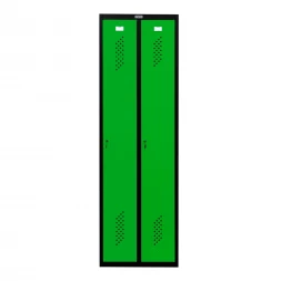 Шкаф металлический двухдверный черный с зеленым