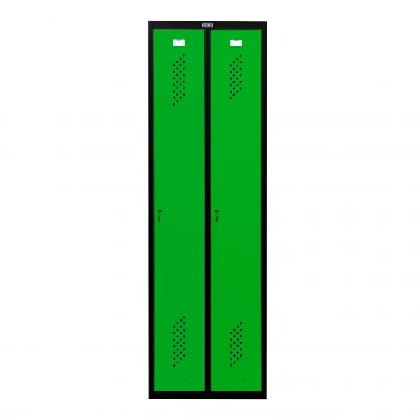 Шкаф металлический двухдверный черный с зеленым