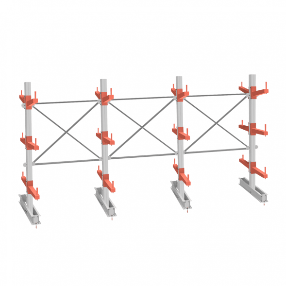 Стеллаж консольный СТ-062 2450х4660х1400 3 яруса +О двухсторонний