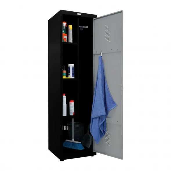 Шкаф металлический для инвентаря черный с сигнальным серым