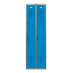 Шкаф металлический двухдверный серый с голубым