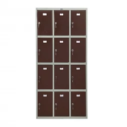 Шкаф металлический для сумок серый с коричневым