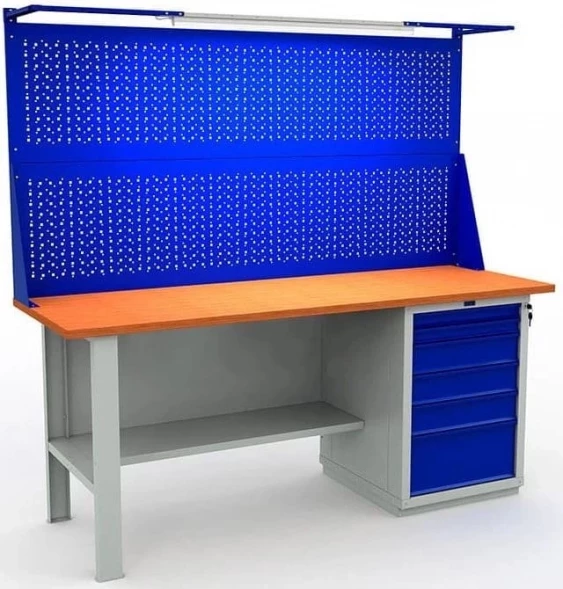 Верстак большой с двумя экранами и ящиками W200.F2/WS6.021