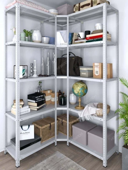 Стеллаж угловой МС 2000х1400х1400/500 мм 5 ярусов