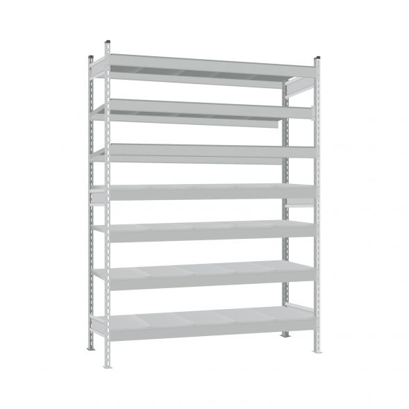 Стеллаж СТ-023 2000х1200х300 с 7 ярусами (рамы и настил - окрас)