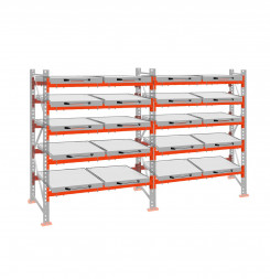 Стеллаж с выкатными платформами ДиКом 3000х3600х1000 на 5 ярусов П-90