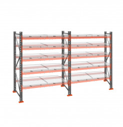 Стеллаж с выкатными платформами ДиКом 3000х3600х1000 на 5 ярусов П-90