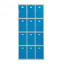 Шкаф металлический для сумок серый с голубым