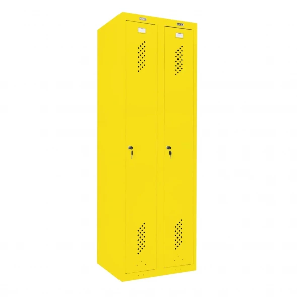 Шкаф металлический для рабочей спецодежды желтый