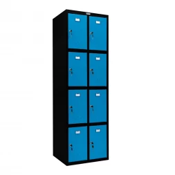 Шкаф металлический для личных вещей черный с голубым