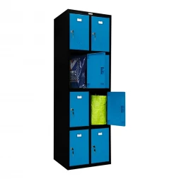 Шкаф металлический для личных вещей черный с голубым