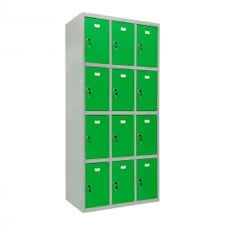 Шкаф металлический для сумок серый с зеленым