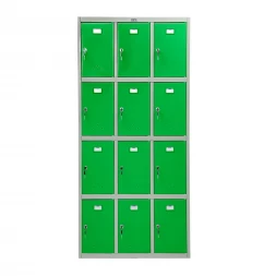 Шкаф металлический для сумок серый с зеленым