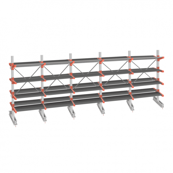 Стеллаж консольный СТ-062 2450х7660х1400 4 яруса +Н двухсторонний