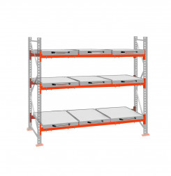 Стеллаж с выкатными платформами ДиКом 2000х2700х1000 на 3 яруса