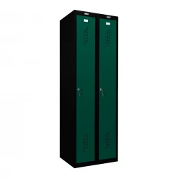 Шкаф металлический гардеробный черный с темно-зеленым