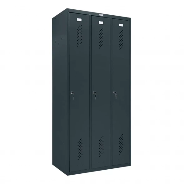 Шкаф металлический трехсекционный графит