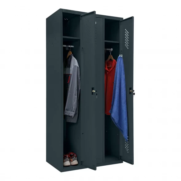 Шкаф металлический трехсекционный графит