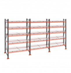 Стеллаж с выкатными платформами ДиКом 2500х5400х1000 на 5 ярусов П-90