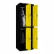 Шкаф металлический четырехдверный черный с желтым