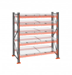 Стеллаж с выкатными платформами ДиКом 2500х1800х1000 на 5 ярусов П-90