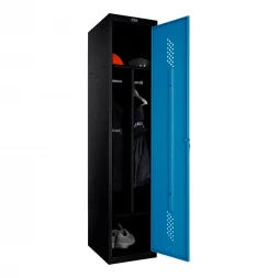Шкаф металлический однодверный черный с голубым