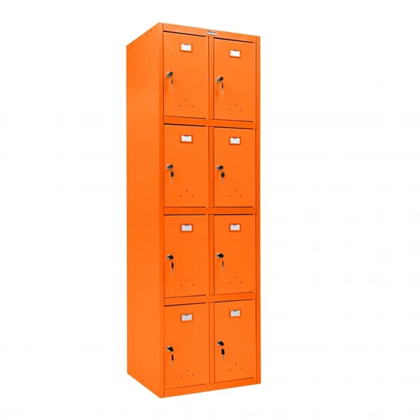 Шкаф металлический с дверцами и замком оранжевый