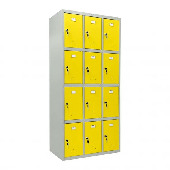 Шкаф металлический для сумок серый с желтым