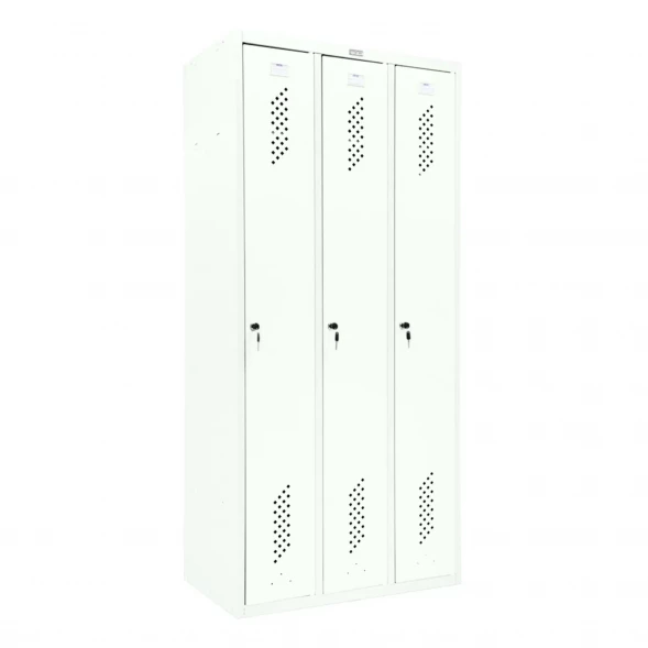 Шкаф металлический трехсекционный белый