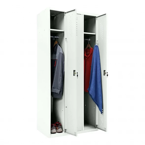 Шкаф металлический трехсекционный белый