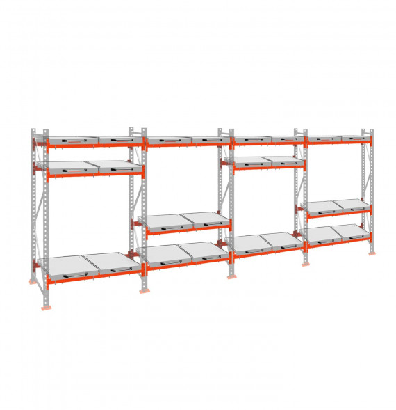 Стеллаж с выкатными платформами ДиКом 2500х7200х1000 на 3 яруса П-90