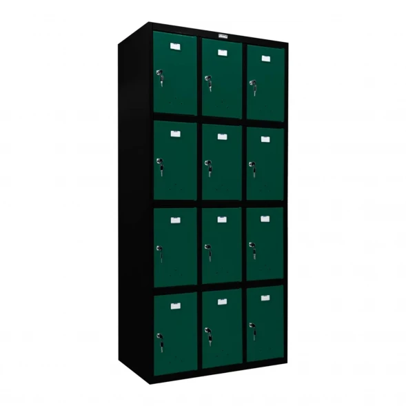 Шкаф металлический для сумок черный с темно-зеленым