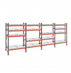 Стеллаж с выкатными платформами ДиКом 3000х7200х1000 на 4 яруса П-90