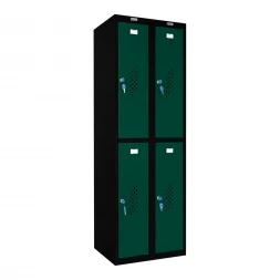Шкаф металлический четырехдверный черный с темно-зеленым