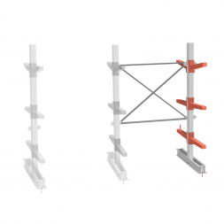 Стеллаж консольный СТ-062 2450х1660х1400 3 яруса двухсторонний, доп. секция
