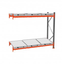 Стеллаж с выкатными платформами ДиКом 2000х2700х1000 на 2 яруса доп. секция
