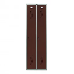 Шкаф металлический двухдверный серый с коричневым