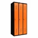 Шкаф металлический трехдверный черный с оранжевым