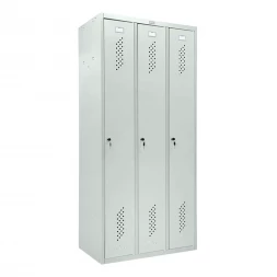 Шкаф металлический трехсекционный светло-серый
