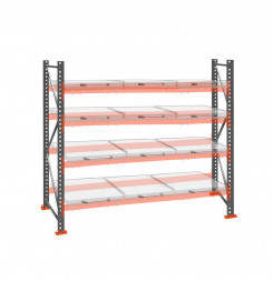Стеллаж с выкатными платформами ДиКом 2500х2700х1000 на 4 яруса П-90